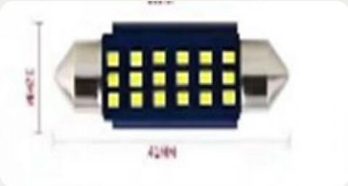 Светодиод 12V T11x36  15SMD 2016 WHITE CAN 1.6W (салон) с радиатором на синем фоне #Y0014-36