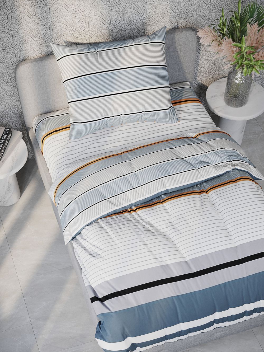 Постельное белье "Alaska" 1,5-сп   наволочка 50х70 1шт Простынь  150х215 см  Пододеяльник 145х215 см  Сказка сатин