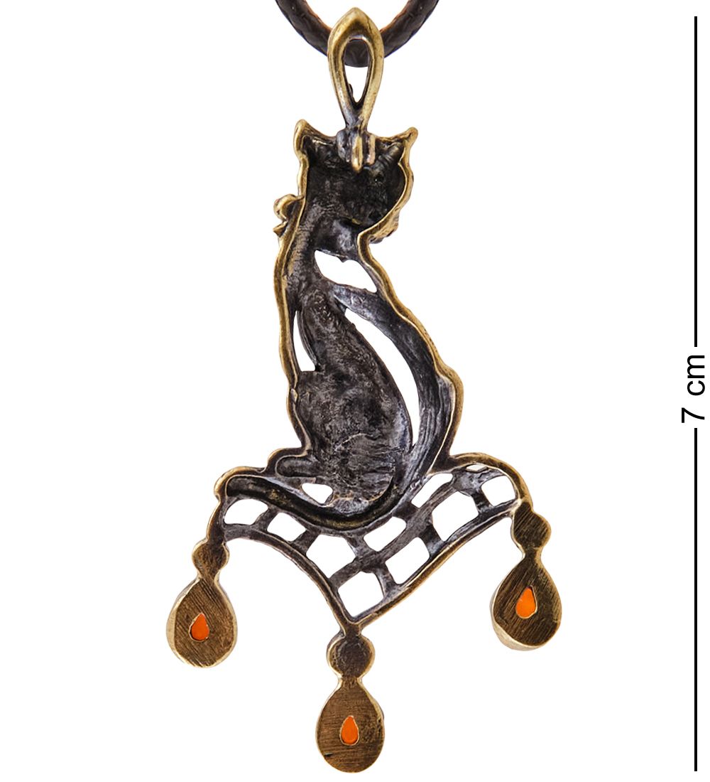AM-3630 Подвеска «Кошечка Гламур» (латунь, янтарь)