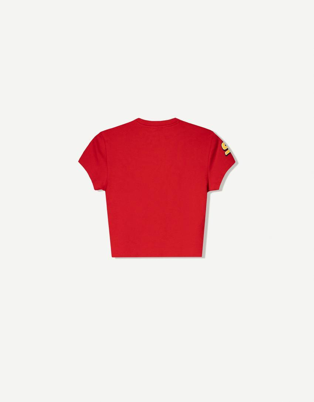 BERSHKA Футболка McQueen с коротким рукавом, красный