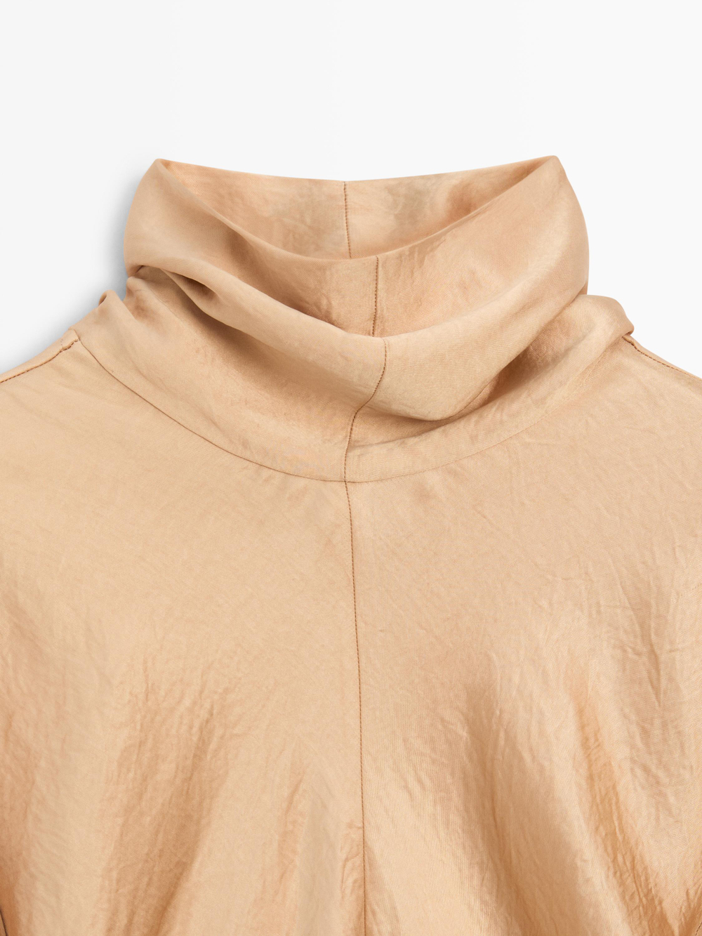 Massimo Dutti Струящаяся атласная блузка со шнуровкой - STUDIO, натуральный/кремовый