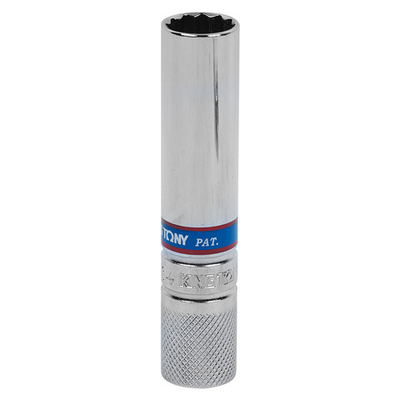 KING TONY (36C014) Головка свечная двенадцатигранная 3/8", 14 мм, L = 113 мм, резиновый фиксатор