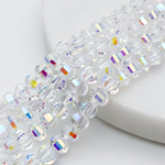 Бусины стекло, цвет прозрачный АВ, размер 4,5*6 мм, цена за отрезок 19 см (1/2 нити)