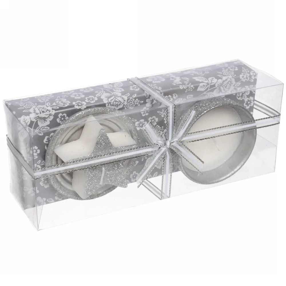 Свечи новогодние «Новогодний праздник» 22x8.3x7 см, серебро