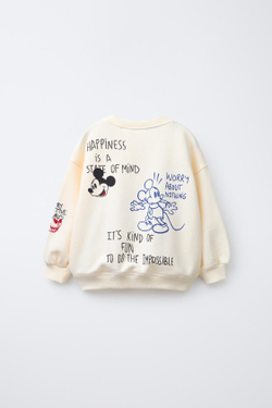 ZARA ТОЛСТОВКА MICKEY MOUSE © DISNEY, ЭКРЮ