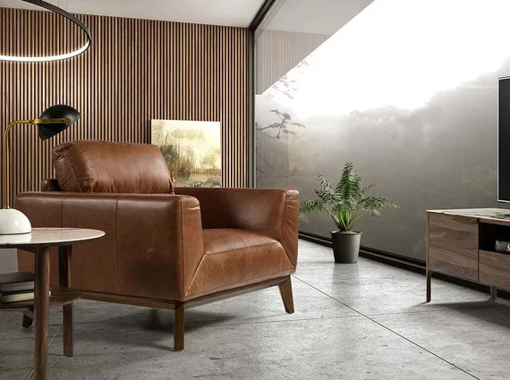 Кресло Angel Cerda KF1016-1P, коричневая кожа