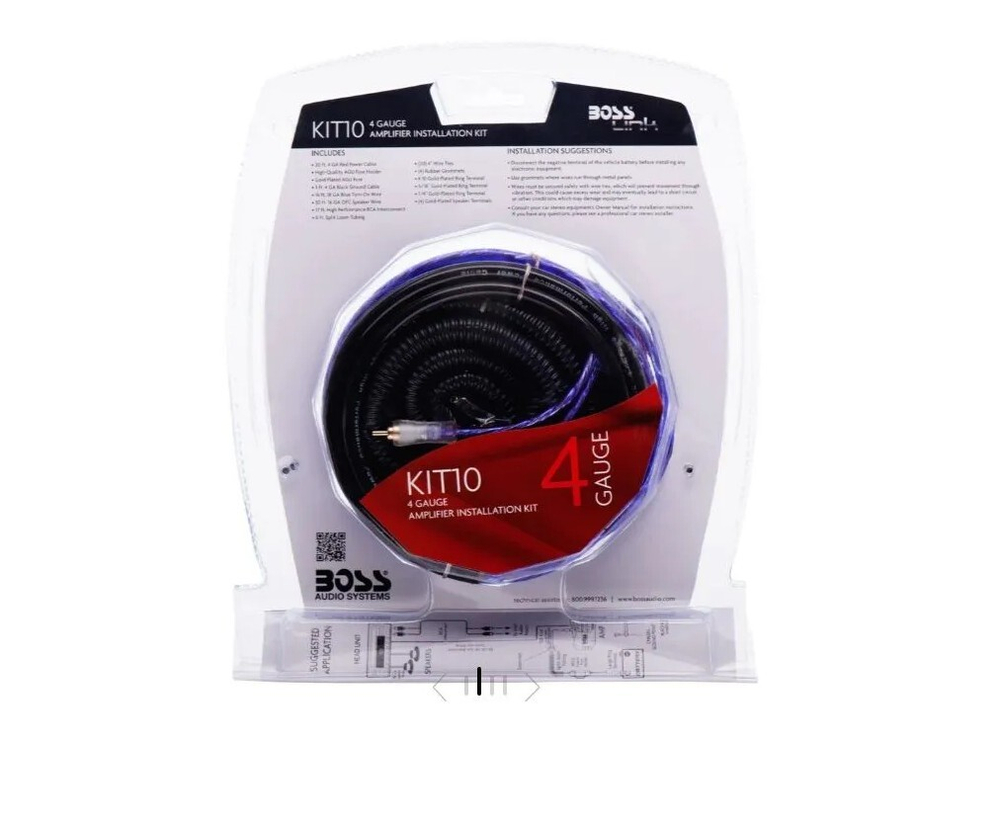 К-кт проводов для акустики и усилит. BOSS провод питания 4GA