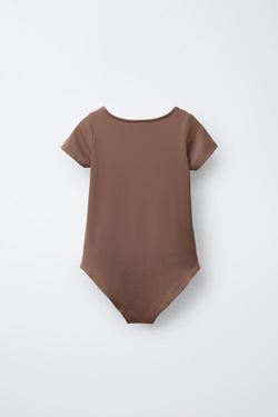 ZARA БОДИ ИЗ ПОЛИАМИДА, СЕРОВАТО-КОРИЧНЕВЫЙ