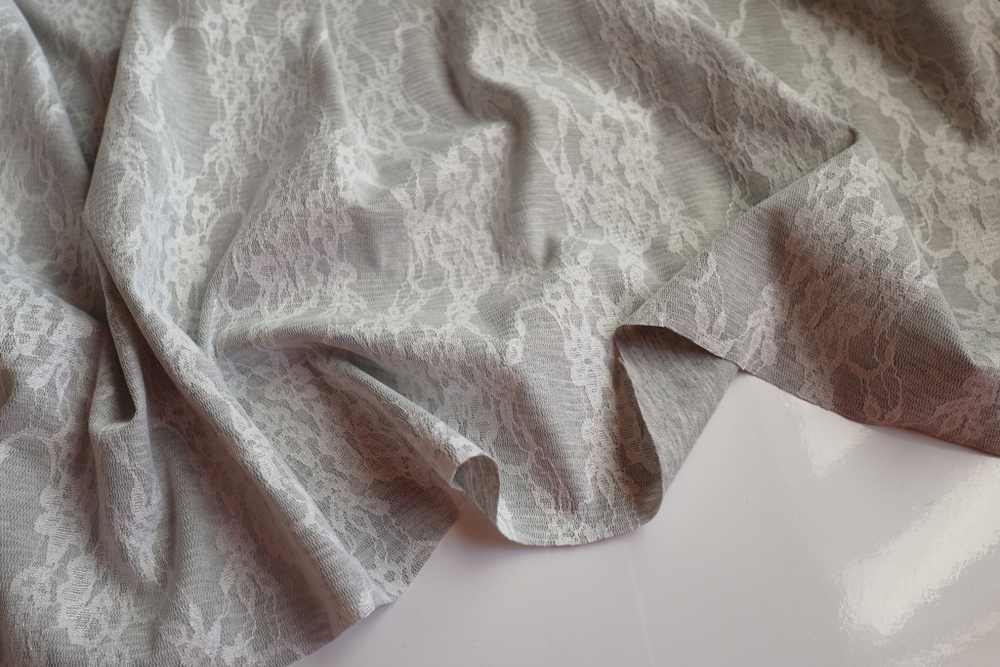 СЕРЫЙ - Хлопковый трикотаж с кружевом (1367 Маша)