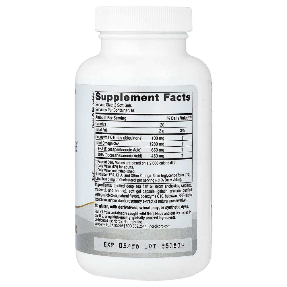 Nordic Naturals, ProOmega CoQ10, 1000 мг, 120 мягких таблеток