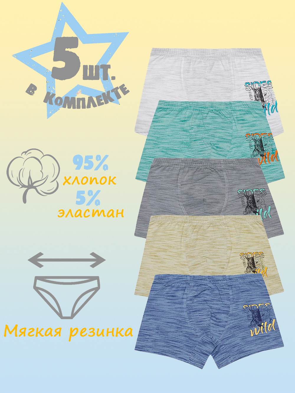 Боксеры для мальчика (5 штук в упаковке)