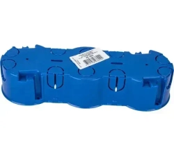 Коробка установочная 3-местная евростандарт синяя, для бетона и кирпича, (207х66х47,4мм), 1шт