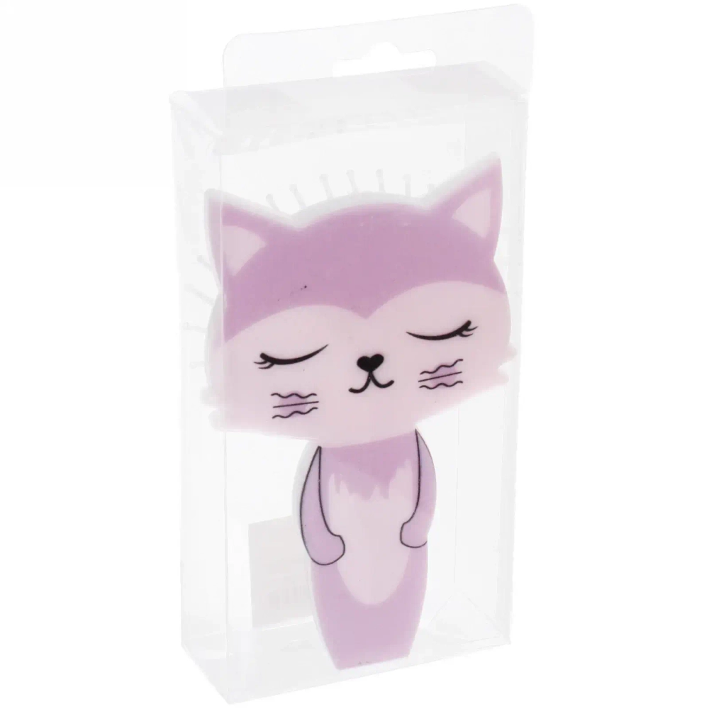 Расческа массажная детская «Zverushka» котик, 7*13см, в пластиковой коробке