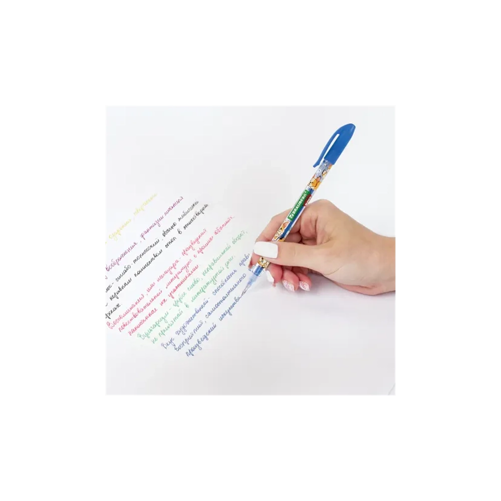 Ручки гелевые набор 6 шт. BRAUBERG KIDS CUTE ANIMALS корпус с печатью, узел 1 мм, линия письма 0,7 м