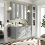 Тумба для ванной - TÄNNFORSEN / RUTSJÖN / TАNNFORSEN / RUTSJОN IKEA/ ТАНФФОРСЕН/РУСТЕН ИКЕА, 122х76 см, серый/белый