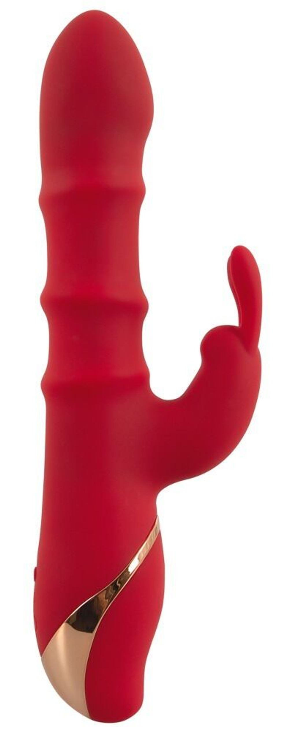 Красный вибратор-кролик с 3 подвижными кольцами Rabbit Vibrator with 3 Moving Rings - 23,7 см. (Цвет: красный)
