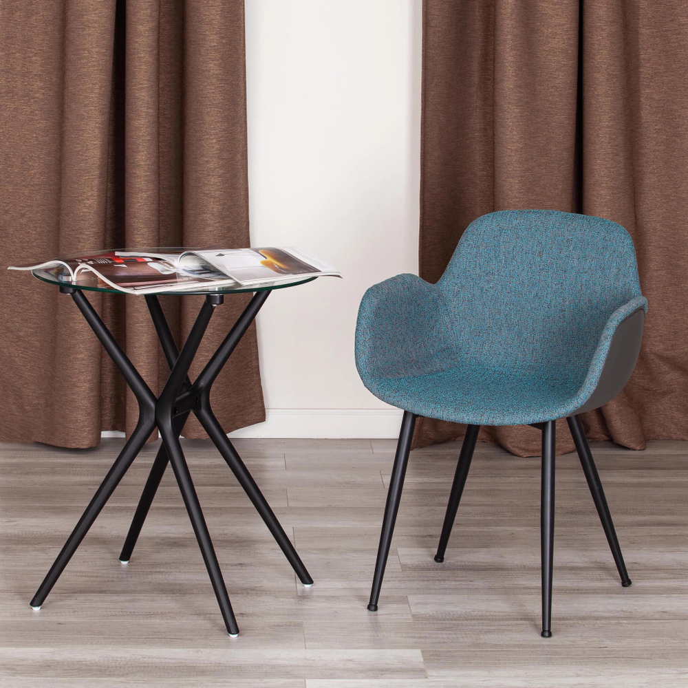 Кресло VALENTINO (mod. PC45-2) / 1 шт. в упаковке металл/экокожа/ткань, 55 х 58 х 81 см, Turquoise (бирюзовый)/Grey (серый)/чёрный