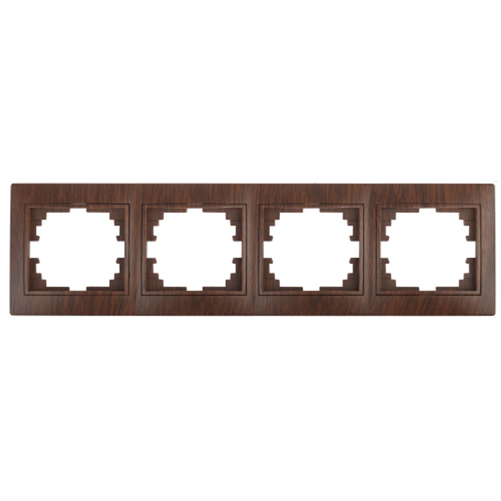 Рамка для розеток и выключателей Intro Plano 1-504-10 на 4 поста горизонтальная, СУ, венге