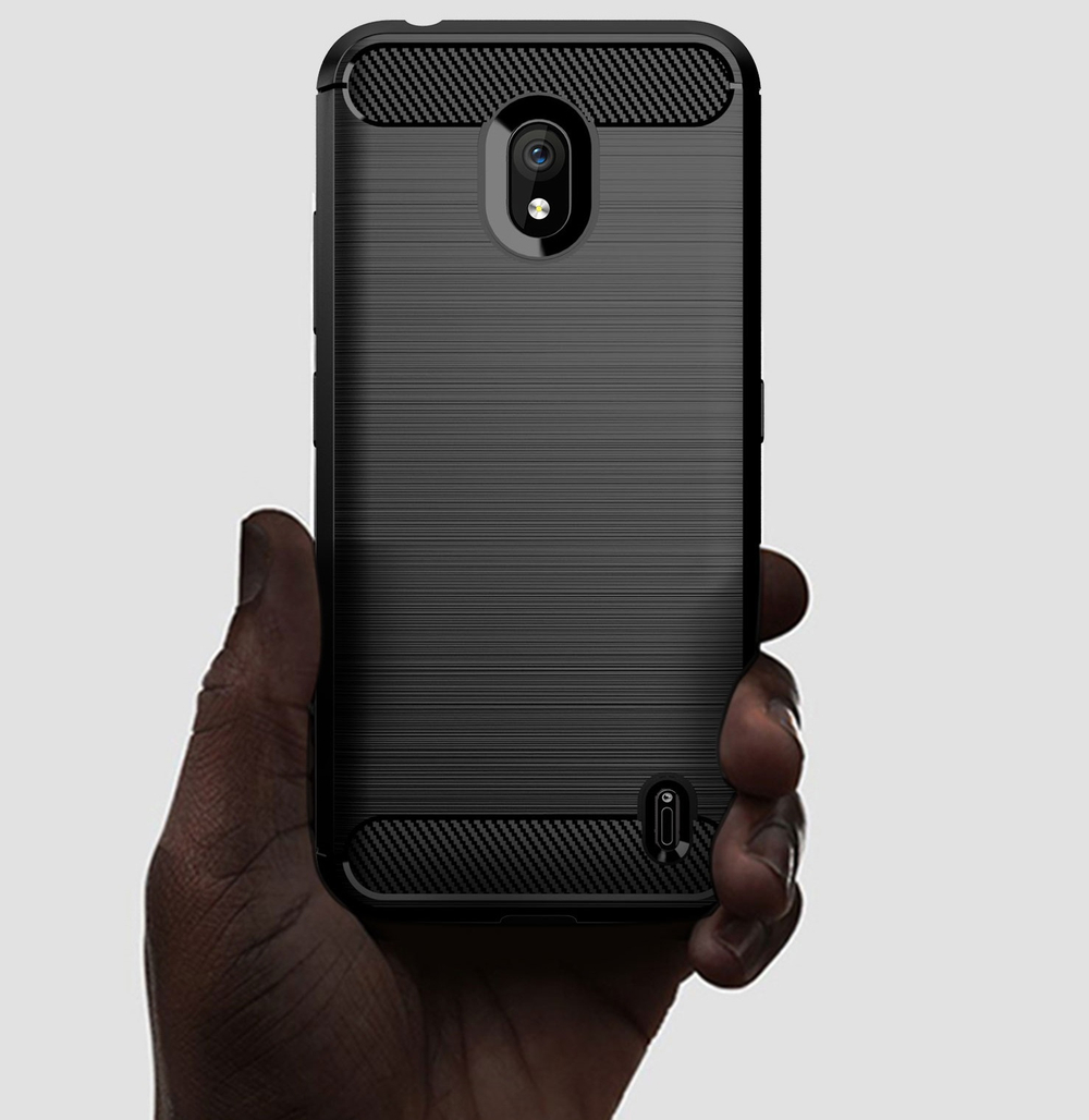 Чехол на Nokia 2.2 цвет Black (черный), серия Carbon от Caseport