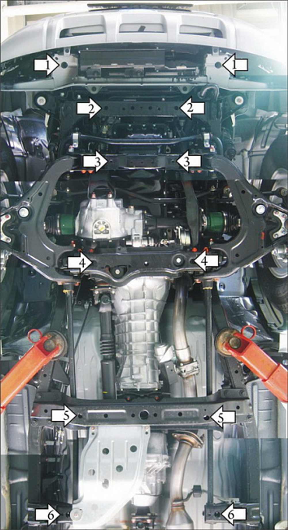 Защита стальная 3 мм Д, ПДф, КПП, Р, РК Ford Ranger 2006-2011 MOTODOR.10703