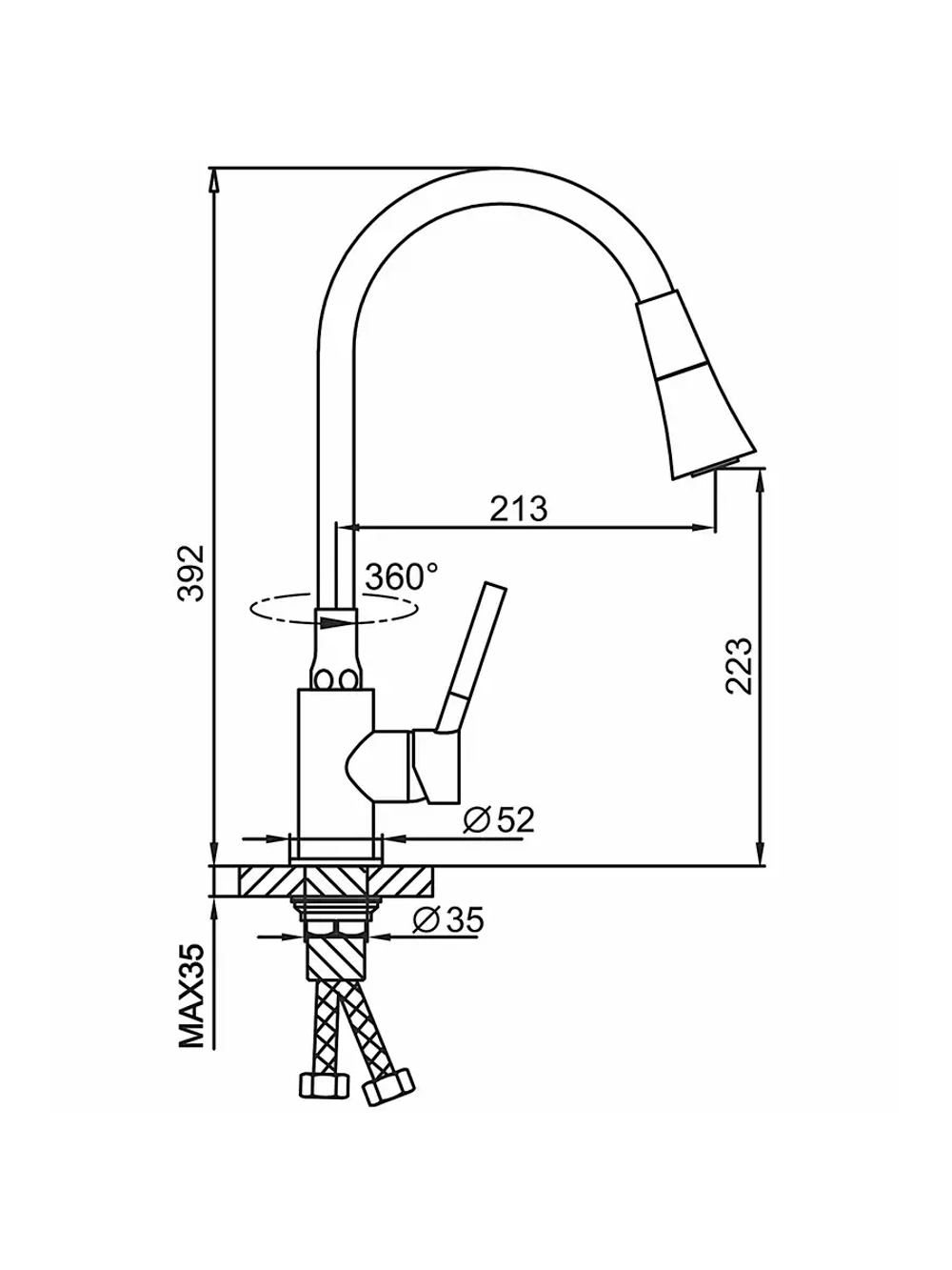 Смеситель для кухни с гибким изливом FRAP F4044-8