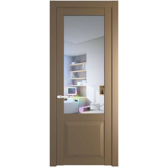 Межкомнатная дверь эмаль Profil Doors 1.2.2PD перламутр золото стекло прозрачное