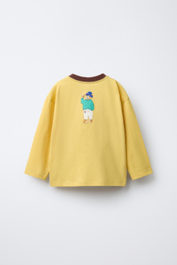 ZARA ФУТБОЛКА С ПРИНТОМ МЕДВЕДЯ, МЯГКИЙ ЖЕЛТЫЙ
