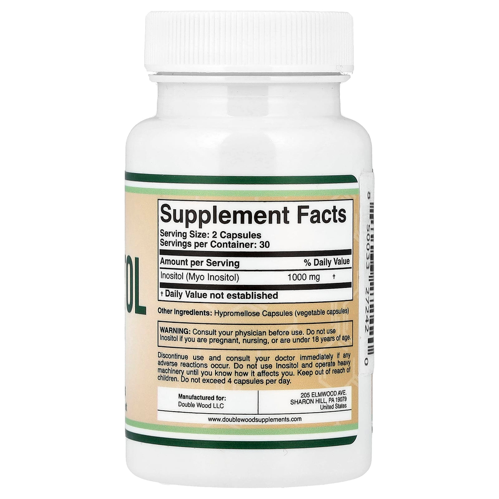 Double Wood Supplements, инозитол, 60 капсул (500 мг в 1 капсуле)