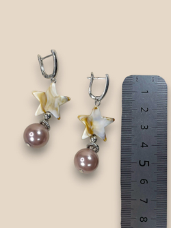 Серьги со звездой и жемчугом
