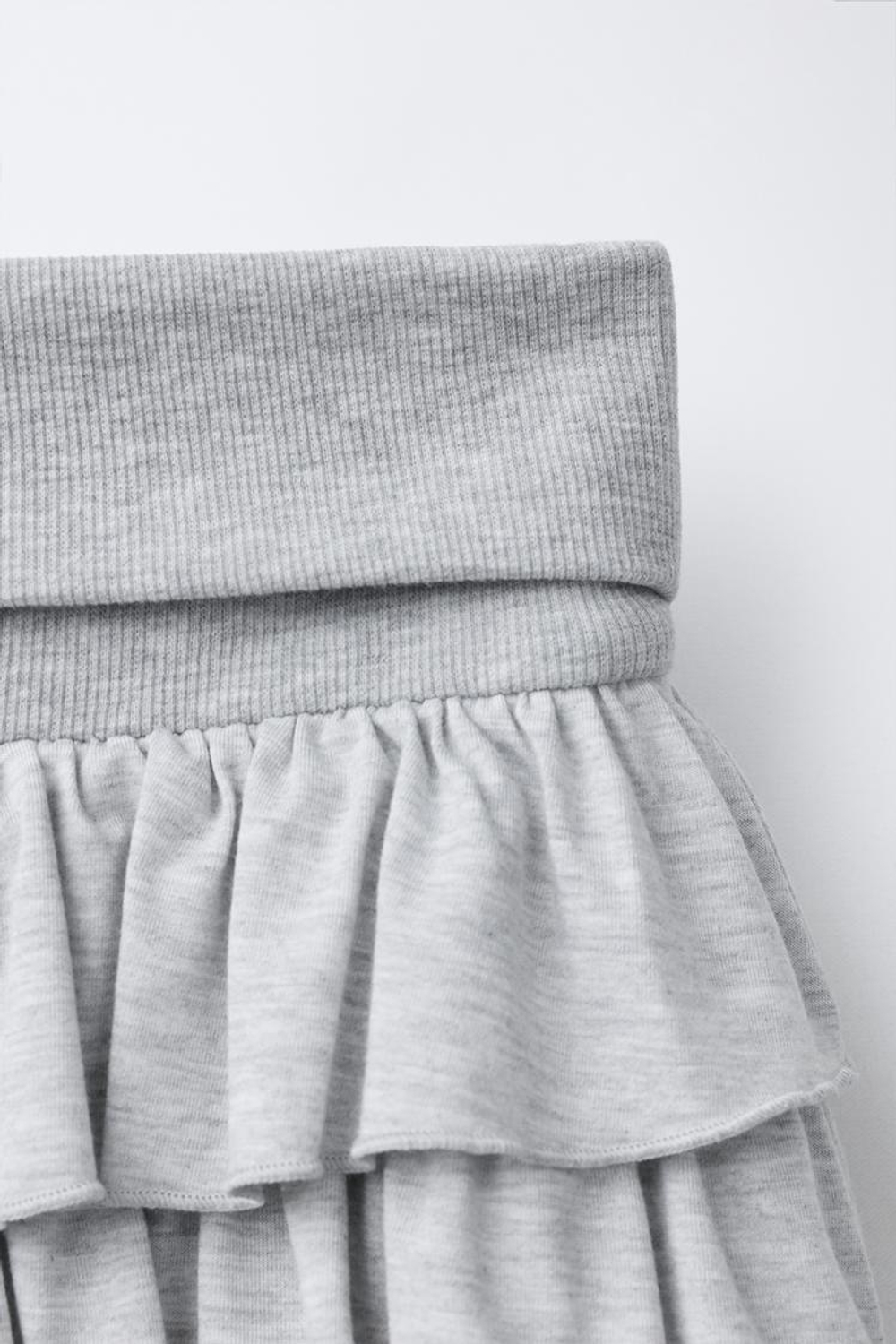 ZARA ЮБКА-ШОРТЫ С ВОЛАНАМИ, СЕРЫЙ МЕЛАНЖ