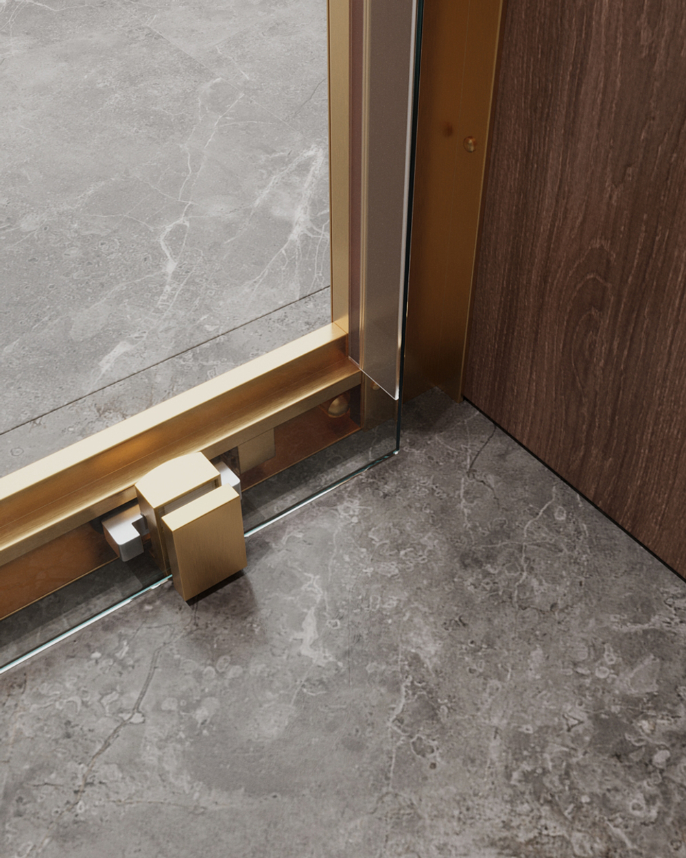 Душевая дверь Cezares MOLVENO-BF-1-150-C-BORO-IV, 150х195, профиль брашированное золото, прозрачное стекло