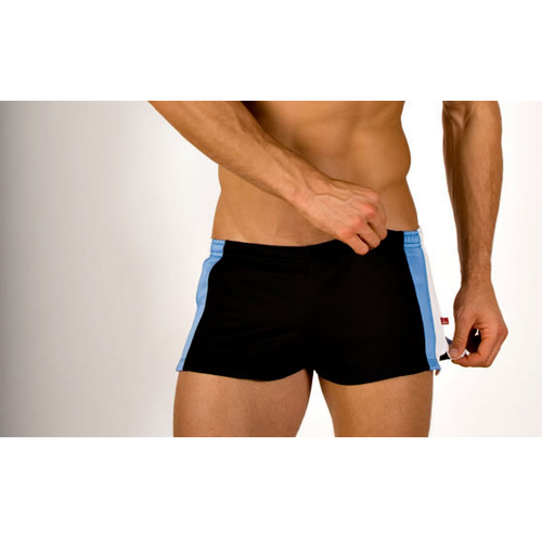 Мужские шорты ултракороткие пляжные черного цвета с полосками AussieBum Shorts Black