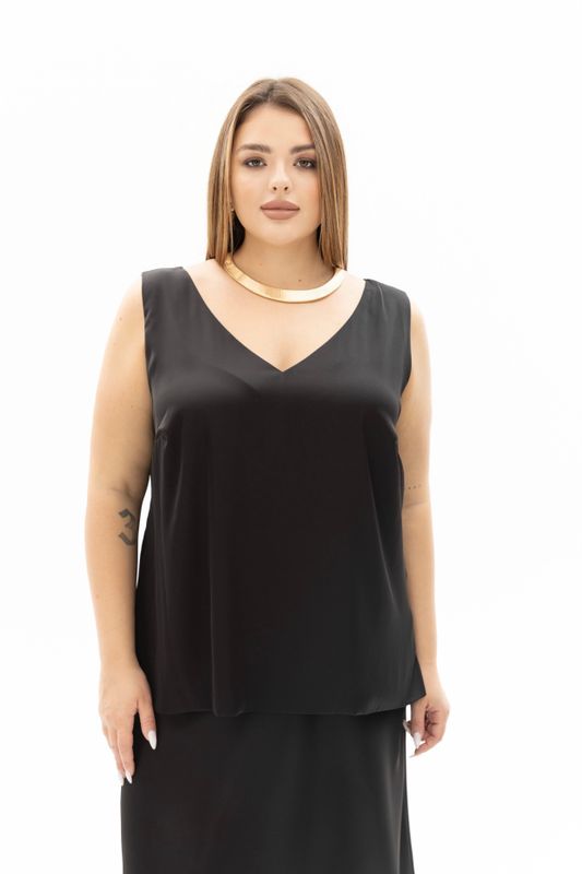 Топ двухслойный на широких бретелях, черный