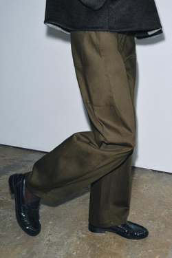 ZARA БРЮКИ-БАЛЛОНЫ ZW COLLECTION, ТЕМНО-ЗЕЛЕНЫЙ