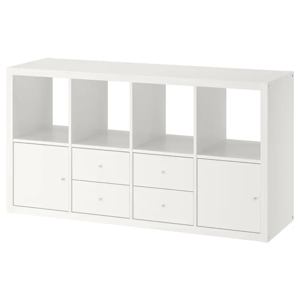 Стеллаж 8 ячеек с ящиками - IKEA KALLAX, 147х77 см, белый, КАЛЛАКС ИКЕА