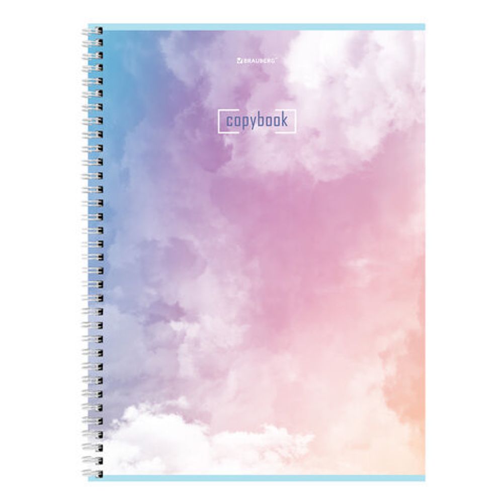 Тетрадь А4, 80 л., BRAUBERG, гребень, клетка, глянцевый лак, "CLOUD", 404053, 4шт