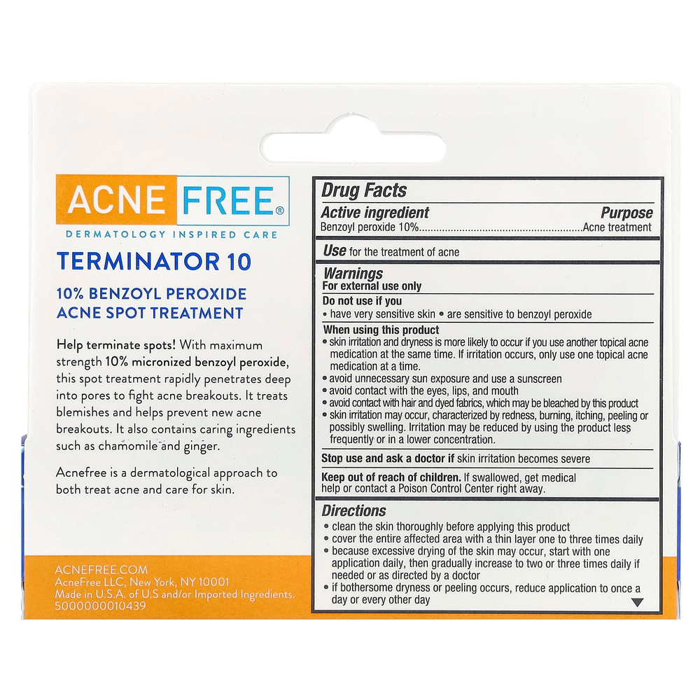 ACNE FREE, Terminator 10, средство для лечения сильных прыщей, 30 мл (1 жидк. Унция)