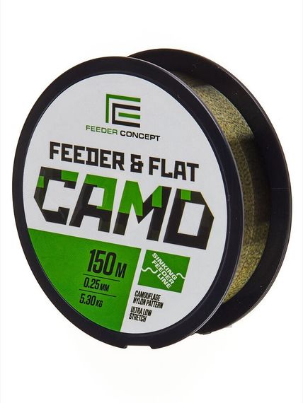 Леска монофильная Feeder Concept FEEDER & FLAT Camo 150 м, 0,25 мм