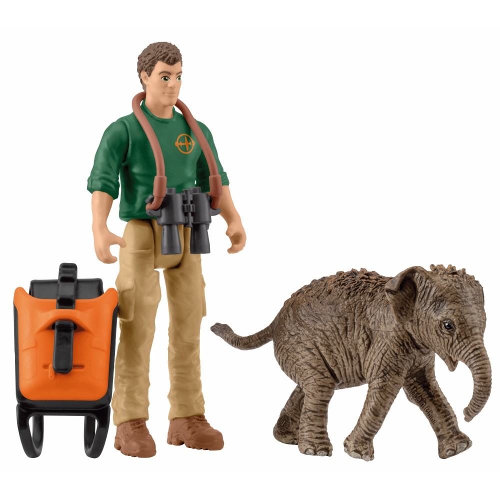 Schleich - Исследователь джунглей с молодым слоном 81476
