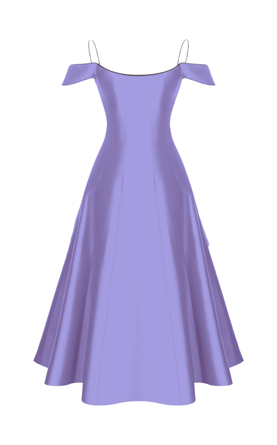 Платье миди корсетное шелковое с открытыми плечами