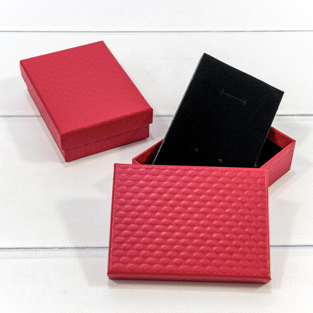 Коробка Ювелирная 11х8х3.4 см Набор 2 шт "Ромбики" (Красный)