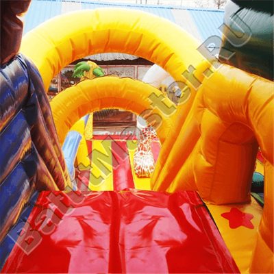 Коммерческий надувной батут "Слоник с двумя переходами"