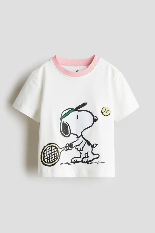 H&M Футболка c контрастными принтом, белый