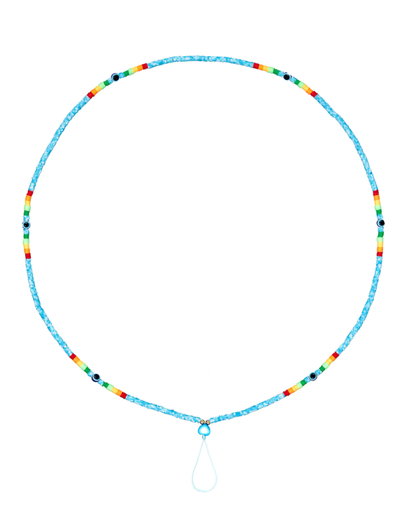 Цепь на телефон, голубые резиновые элементы, глаза