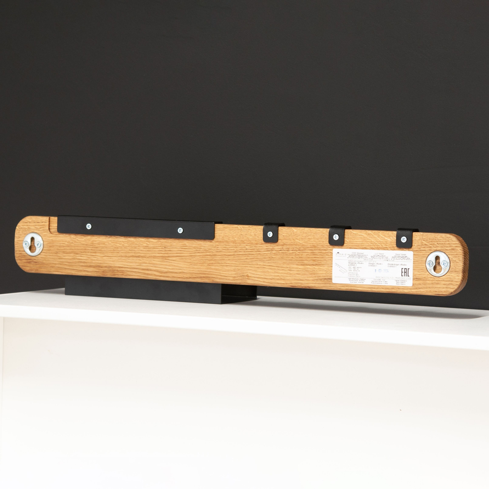 Вешалка настенная 60х12х10, дубовая, для одежды, с крючками и полкой, в прихожую, массив дуба, Dipriz