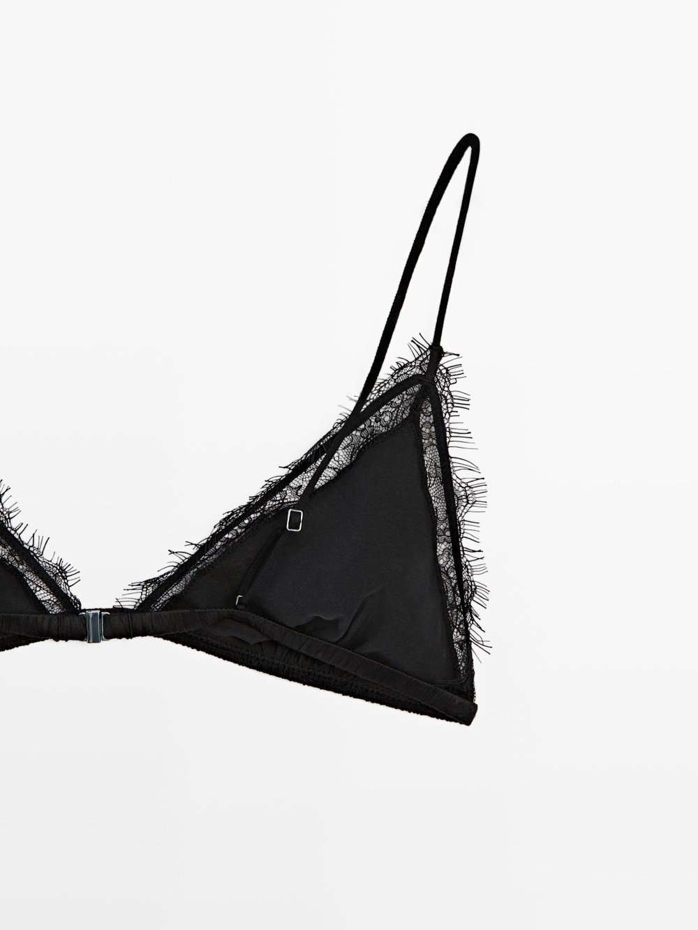 Massimo Dutti Топ-бралетт из смесового шелка с кружевом, черный