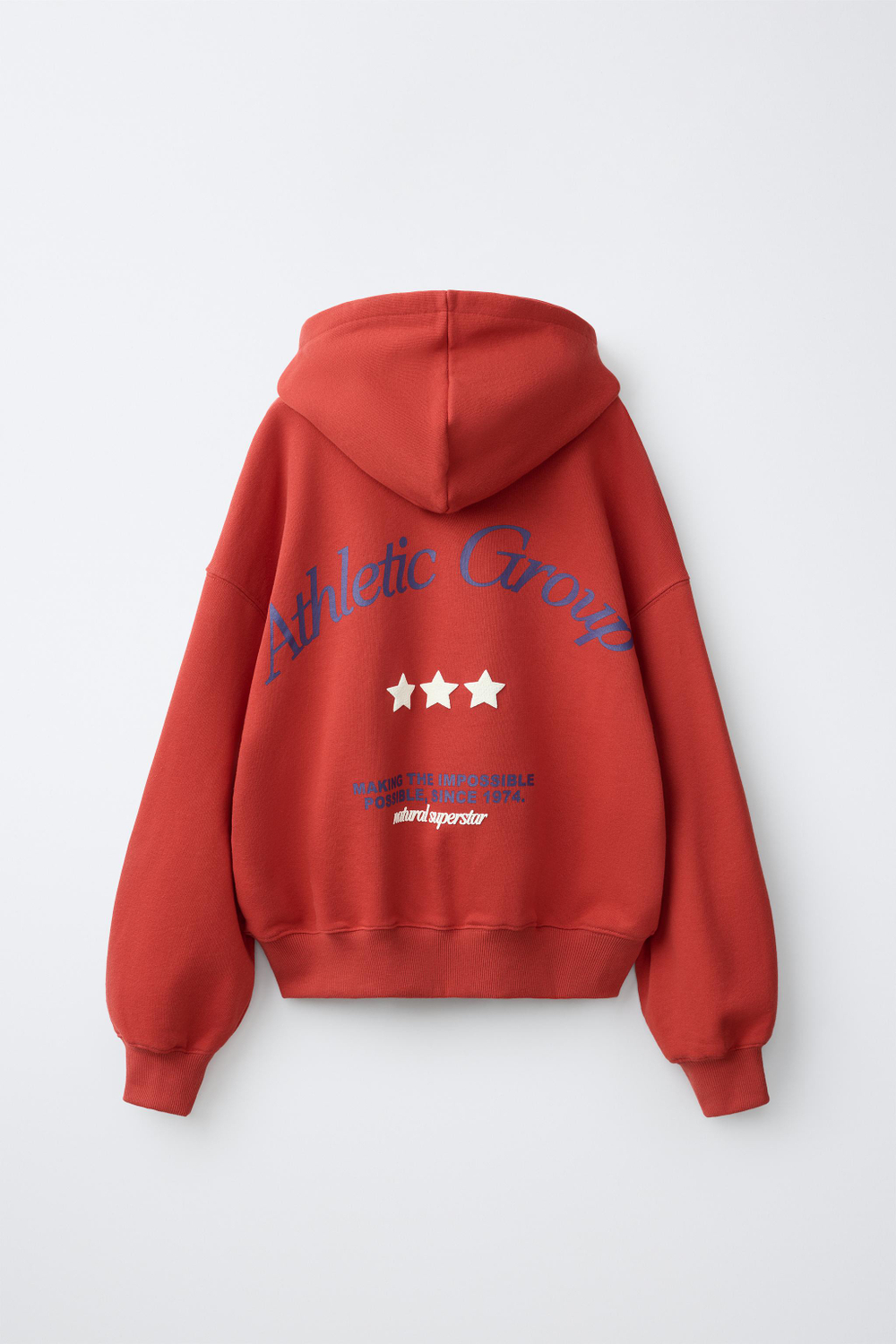 ZARA ХУДИ С ТЕКСТОВЫМ ПРИНТОМ, КРАСНЫЙ