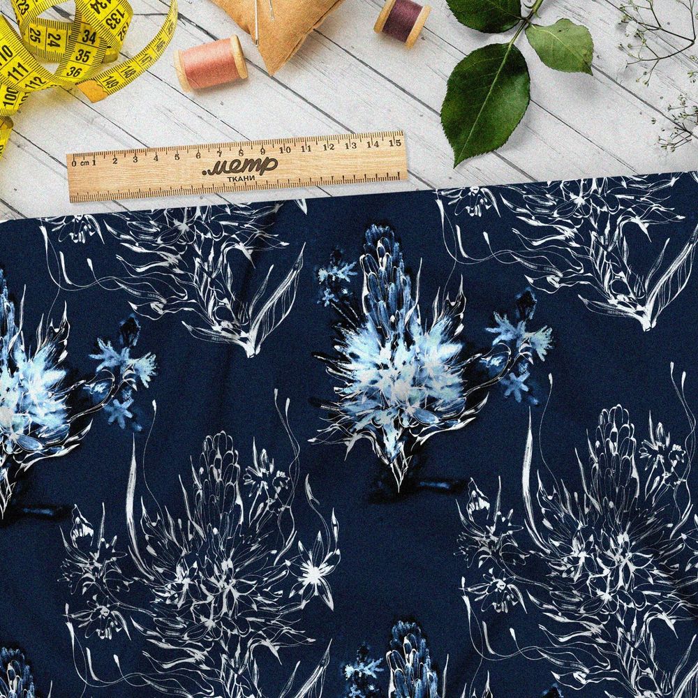 Ткань габардин белые воздушные растения