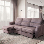 Marco диван-кровать с шезлонгом замша серый