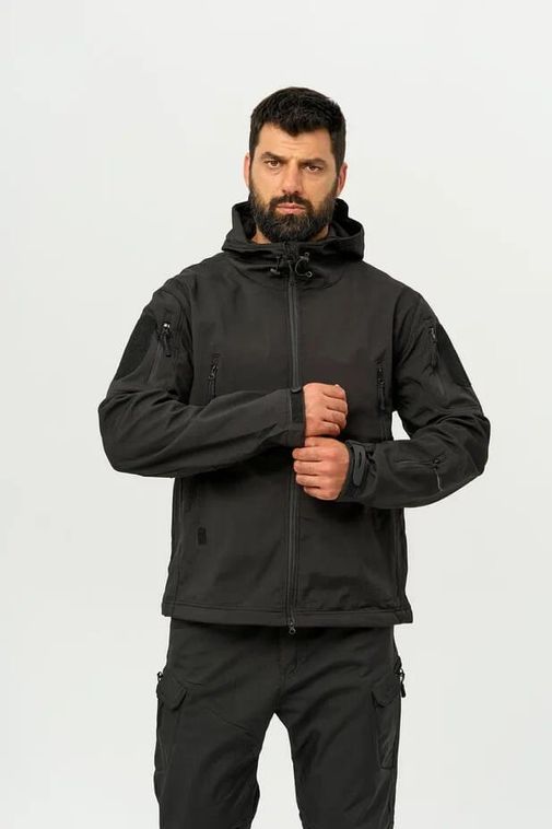 Костюм тактический утепленный Softshell Черный